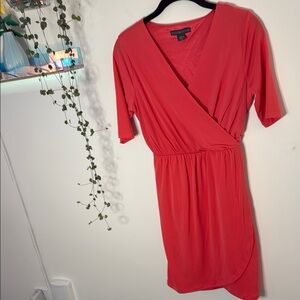 Hot pink Covington dress, tie back with v neck